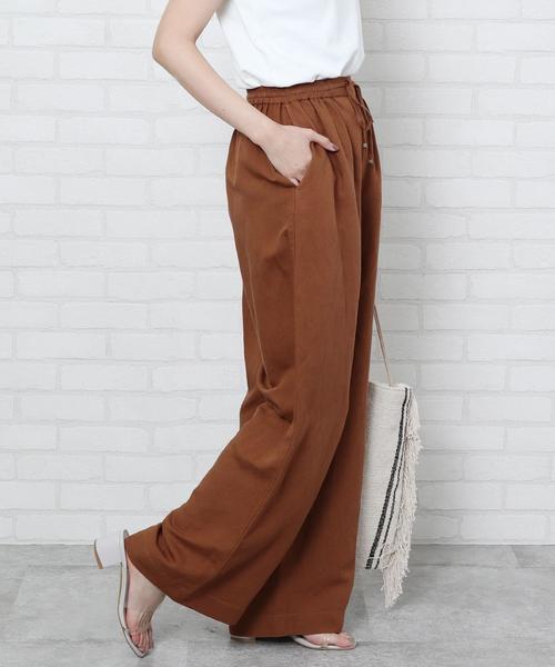 coen（コーエン）の「【セットアップ対応・WEB限定サイズ:XL】リネンレーヨンイージーパンツ#（ワイドパンツ）（その他パンツ・レディース・ブラック/ブラウン/グリーン・LARGE/MEDIUM/SMALL/X-LARGE）」の6枚目の写真