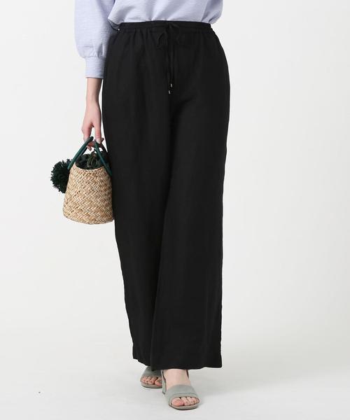 coen（コーエン）の「【セットアップ対応・WEB限定サイズ:XL】リネンレーヨンイージーパンツ#（ワイドパンツ）（その他パンツ・レディース・ブラック/ブラウン/グリーン・LARGE/MEDIUM/SMALL/X-LARGE）」の4枚目の写真