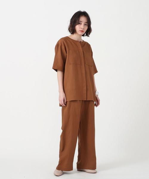 coen（コーエン）の「【セットアップ対応・WEB限定サイズ:XL】リネンレーヨンイージーパンツ#（ワイドパンツ）（その他パンツ・レディース・ブラック/ブラウン/グリーン・LARGE/MEDIUM/SMALL/X-LARGE）」の22枚目の写真