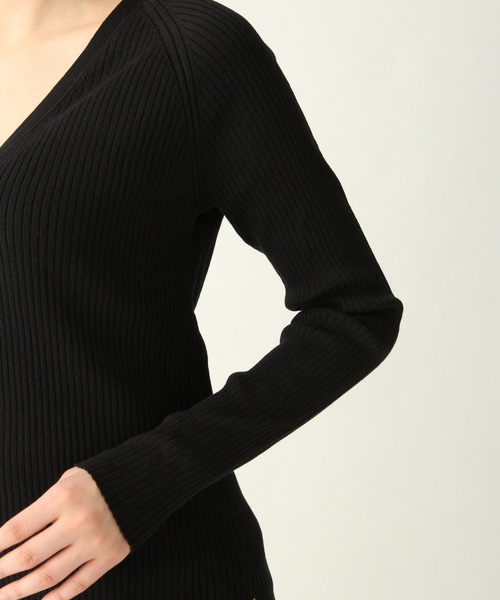 A part by（アパートバイ）の「14GCoAceリブVネックカーディガン 910306（カーディガン/ボレロ・レディース・ホワイト/ブラック/ブラウン/イエロー/グリーン・FREE）」の16枚目の写真