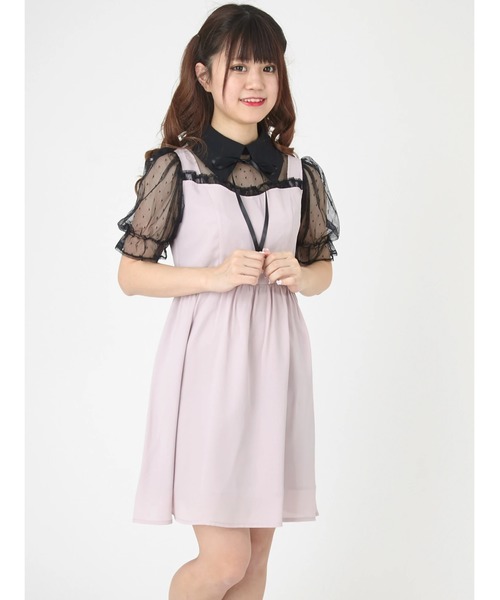 Ank Rouge アンクルージュ の ドットチュール切り替えワンピース ワンピース Wear