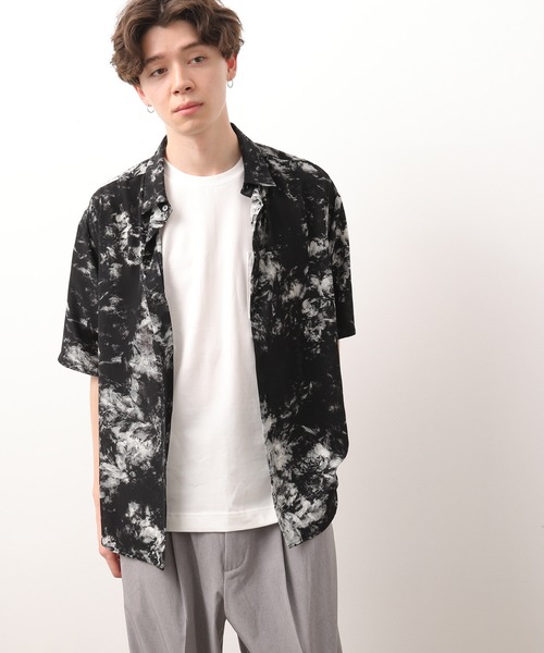JUNRED(ジュンレッド)の「ブラッシュフラワードレープシャツ(シャツ/ブラウス・メンズ・ブラック/ライトグリーン・S/M/L)」の5枚目の写真