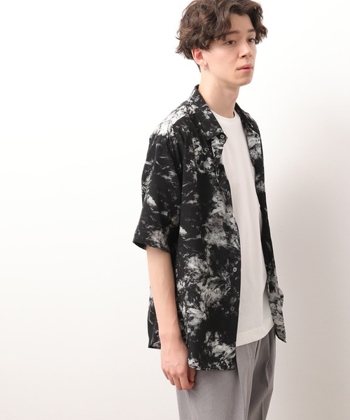 JUNRED(ジュンレッド)の「ブラッシュフラワードレープシャツ(シャツ/ブラウス・メンズ・ブラック/ライトグリーン・S/M/L)」の6枚目の写真