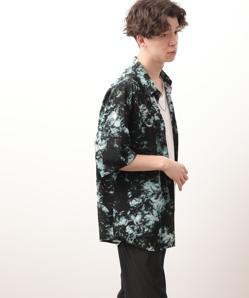 JUNRED(ジュンレッド)の「ブラッシュフラワードレープシャツ(シャツ/ブラウス・メンズ・ブラック/ライトグリーン・S/M/L)」の10枚目の写真