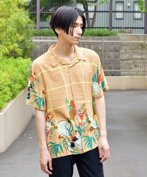 VIBGYOR（ヴィブジョー）の「VIBGYOR Select/リーフアロハオープン半袖シャツ(FL)（シャツ/ブラウス・メンズ・ホワイト/ブラック/ベージュ/ターコイズブルー・MEDIUM/LARGE/X-LARGE）」の12枚目の写真