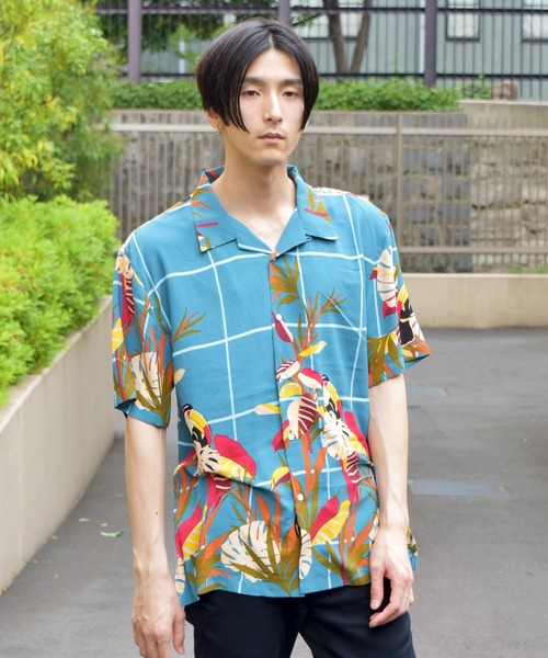 VIBGYOR（ヴィブジョー）の「VIBGYOR Select/リーフアロハオープン半袖シャツ(FL)（シャツ/ブラウス・メンズ・ホワイト/ブラック/ベージュ/ターコイズブルー・MEDIUM/LARGE/X-LARGE）」の14枚目の写真