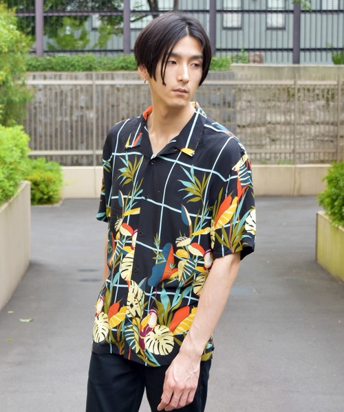 VIBGYOR（ヴィブジョー）の「VIBGYOR Select/リーフアロハオープン半袖シャツ(FL)（シャツ/ブラウス・メンズ・ホワイト/ブラック/ベージュ/ターコイズブルー・MEDIUM/LARGE/X-LARGE）」の9枚目の写真