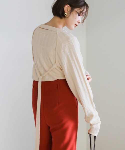 select MOCA(セレクトモカ)の「2wayバックリボンリブニット(ニット/セーター・レディース・ブラック/オリーブ/アイボリー・FREE)」の11枚目の写真