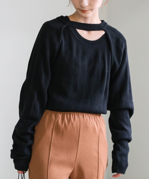select MOCA(セレクトモカ)の「2wayバックリボンリブニット(ニット/セーター・レディース・ブラック/オリーブ/アイボリー・FREE)」の18枚目の写真
