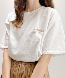 cuorequal茶色ロゴ半袖Tシャツ