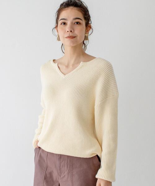 coen（コーエン）の「アゼ編みスキッパーニットプルオーバー（ニット/セーター・レディース・オフホワイト/ケリー/ピンク/ネイビー・FREE）」の20枚目の写真