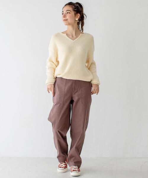 coen（コーエン）の「アゼ編みスキッパーニットプルオーバー（ニット/セーター・レディース・オフホワイト/ケリー/ピンク/ネイビー・FREE）」の17枚目の写真