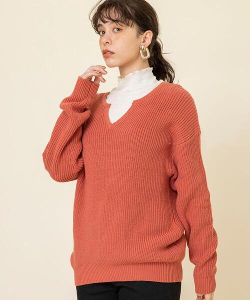 coen（コーエン）の「アゼ編みスキッパーニットプルオーバー（ニット/セーター・レディース・オフホワイト/ケリー/ピンク/ネイビー・FREE）」の14枚目の写真