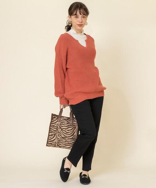 coen（コーエン）の「アゼ編みスキッパーニットプルオーバー（ニット/セーター・レディース・オフホワイト/ケリー/ピンク/ネイビー・FREE）」の13枚目の写真