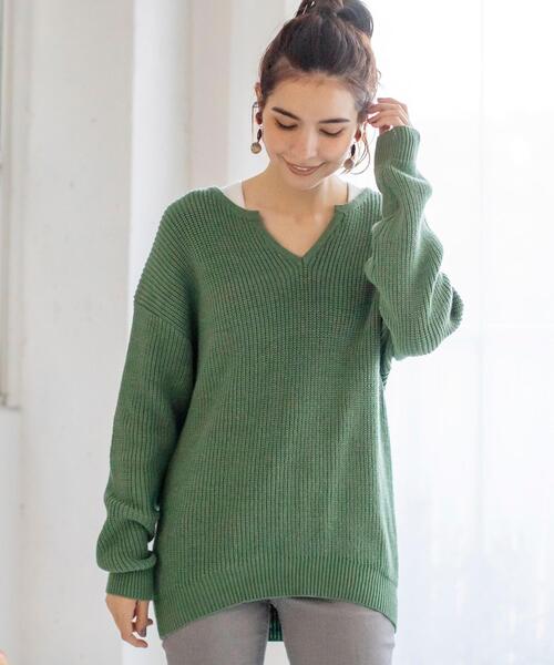 coen（コーエン）の「アゼ編みスキッパーニットプルオーバー（ニット/セーター・レディース・オフホワイト/ケリー/ピンク/ネイビー・FREE）」の6枚目の写真