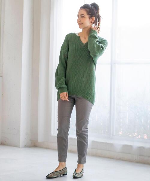 coen（コーエン）の「アゼ編みスキッパーニットプルオーバー（ニット/セーター・レディース・オフホワイト/ケリー/ピンク/ネイビー・FREE）」の9枚目の写真