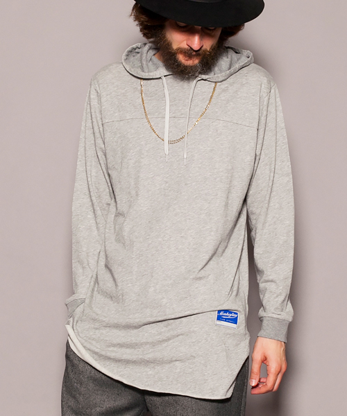 MONKEY TIME(モンキータイム)の「MT ミニ ウラケ ロング パーカー ◆(パーカー・メンズ・ブラック/ホワイト/グレー・SMALL/LARGE/MEDIUM)」の3枚目の写真