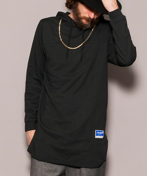 MONKEY TIME(モンキータイム)の「MT ミニ ウラケ ロング パーカー ◆(パーカー・メンズ・ブラック/ホワイト/グレー・SMALL/LARGE/MEDIUM)」の2枚目の写真