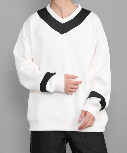 CERCA（チェルカ）の「Bling Leads/ダンボールポンチチルデントレーナー（スウェット・メンズ・ホワイト×ブラック/グレー系その他/グレー系その他2・MEDIUM/LARGE）」の3枚目の写真