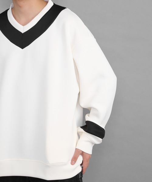 CERCA（チェルカ）の「Bling Leads/ダンボールポンチチルデントレーナー（スウェット・メンズ・ホワイト×ブラック/グレー系その他/グレー系その他2・MEDIUM/LARGE）」の8枚目の写真