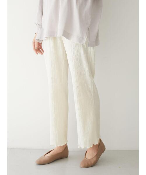 Green　Parks（グリーンパークス）の「シャーリングフレアパンツ＊（その他パンツ・レディース・ブラック/ベージュ/ミント/オフホワイト/チェック・FREE）」の8枚目の写真