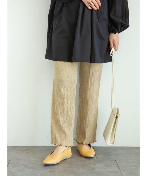 Green　Parks（グリーンパークス）の「シャーリングフレアパンツ＊（その他パンツ・レディース・ブラック/ベージュ/ミント/オフホワイト/チェック・FREE）」の10枚目の写真