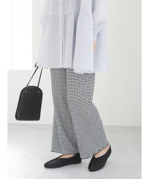 Green　Parks（グリーンパークス）の「シャーリングフレアパンツ＊（その他パンツ・レディース・ブラック/ベージュ/ミント/オフホワイト/チェック・FREE）」の12枚目の写真