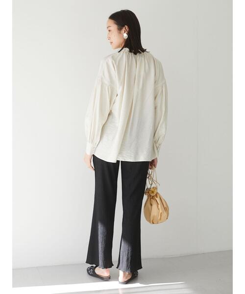 Green　Parks（グリーンパークス）の「シャーリングフレアパンツ＊（その他パンツ・レディース・ブラック/ベージュ/ミント/オフホワイト/チェック・FREE）」の15枚目の写真