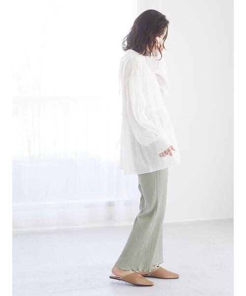 Green　Parks（グリーンパークス）の「シャーリングフレアパンツ＊（その他パンツ・レディース・ブラック/ベージュ/ミント/オフホワイト/チェック・FREE）」の20枚目の写真