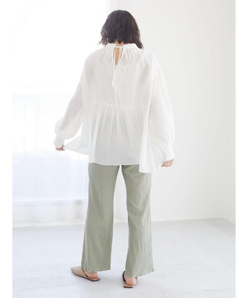 Green　Parks（グリーンパークス）の「シャーリングフレアパンツ＊（その他パンツ・レディース・ブラック/ベージュ/ミント/オフホワイト/チェック・FREE）」の21枚目の写真