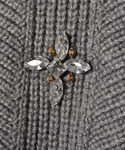 navasana(ナバアサナ)の「ウール畔編みビジュー付ニットP/O/709-NSD-N142-KN108(ニット/セーター・レディース・グレー/ネイビー・FREE)」の8枚目の写真