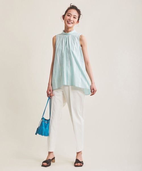 The Virgnia（ザ ヴァージニア）の「【DEVEAUX】ストライプノースリーブブラウス（シャツ/ブラウス・レディース・ラベンダー/ライトグリーン・FREE）」の5枚目の写真