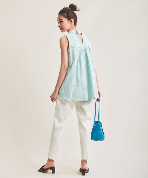 The Virgnia（ザ ヴァージニア）の「【DEVEAUX】ストライプノースリーブブラウス（シャツ/ブラウス・レディース・ラベンダー/ライトグリーン・FREE）」の4枚目の写真