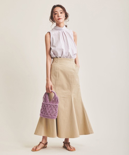 The Virgnia（ザ ヴァージニア）の「【DEVEAUX】ストライプノースリーブブラウス（シャツ/ブラウス・レディース・ラベンダー/ライトグリーン・FREE）」の6枚目の写真