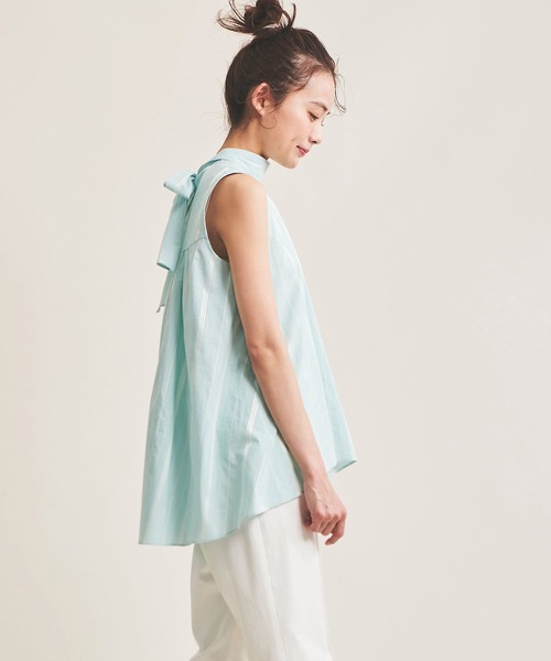 The Virgnia（ザ ヴァージニア）の「【DEVEAUX】ストライプノースリーブブラウス（シャツ/ブラウス・レディース・ラベンダー/ライトグリーン・FREE）」の10枚目の写真