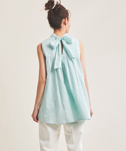 The Virgnia（ザ ヴァージニア）の「【DEVEAUX】ストライプノースリーブブラウス（シャツ/ブラウス・レディース・ラベンダー/ライトグリーン・FREE）」の9枚目の写真