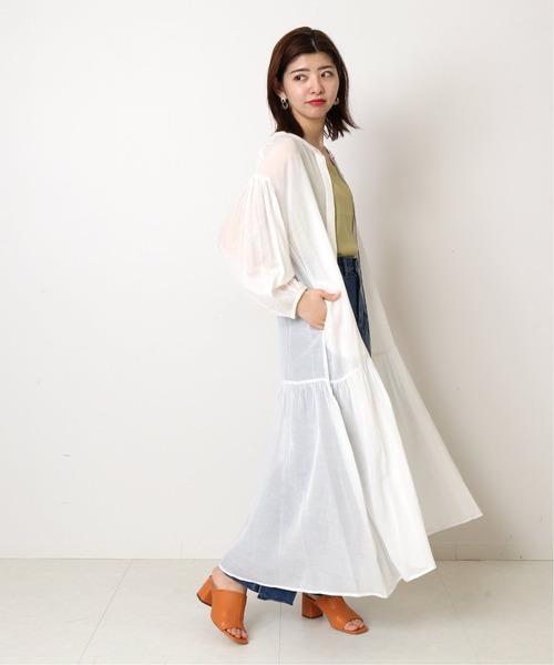 Simplicite(サンプリシテ)の「前開き裾ギャザーワンピース◆(ワンピース・レディース・ブラック/ホワイト/ピンク/イエロー・FREE)」の13枚目の写真