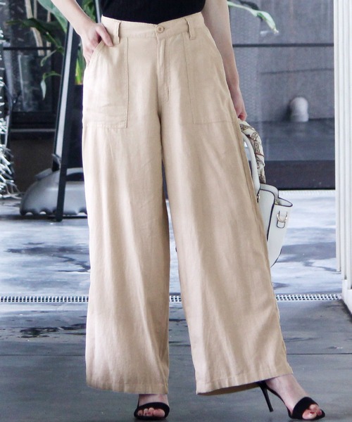 リネンワイドベイカーパンツ（その他パンツ）｜ElegChic（エレグシック）