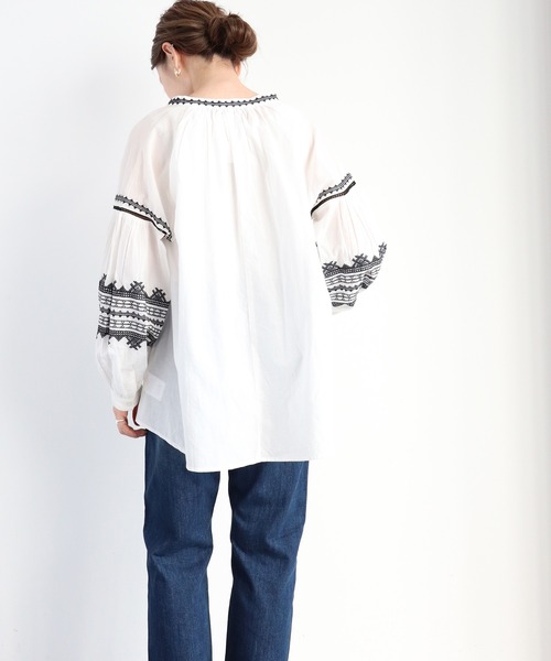 AMERICAN HOLIC（アメリカンホリック）の「デザインスリーブスキッパーシャツ（シャツ/ブラウス・レディース・ブラック/オフホワイト・FREE）」の11枚目の写真