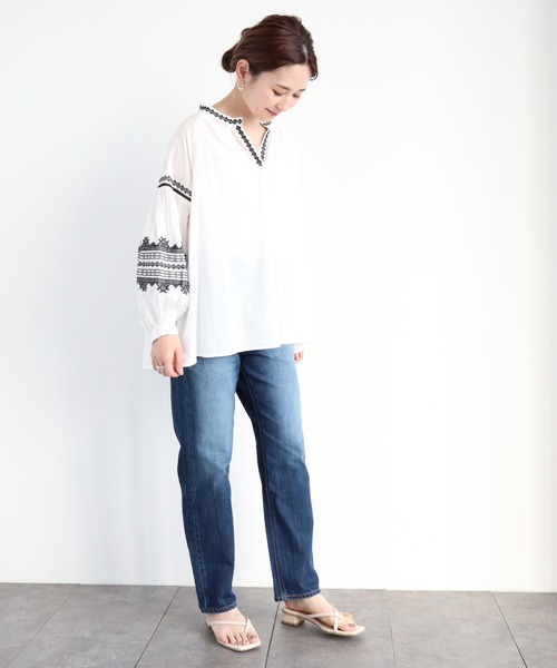 AMERICAN HOLIC（アメリカンホリック）の「デザインスリーブスキッパーシャツ（シャツ/ブラウス・レディース・ブラック/オフホワイト・FREE）」の13枚目の写真