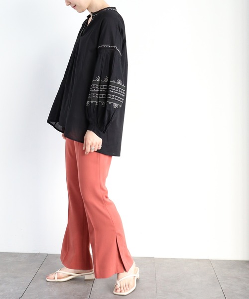 AMERICAN HOLIC（アメリカンホリック）の「デザインスリーブスキッパーシャツ（シャツ/ブラウス・レディース・ブラック/オフホワイト・FREE）」の6枚目の写真