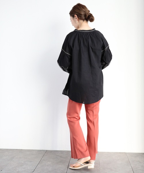 AMERICAN HOLIC（アメリカンホリック）の「デザインスリーブスキッパーシャツ（シャツ/ブラウス・レディース・ブラック/オフホワイト・FREE）」の8枚目の写真