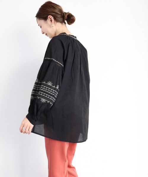 AMERICAN HOLIC（アメリカンホリック）の「デザインスリーブスキッパーシャツ（シャツ/ブラウス・レディース・ブラック/オフホワイト・FREE）」の7枚目の写真