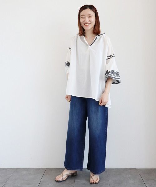 AMERICAN HOLIC（アメリカンホリック）の「デザインスリーブスキッパーシャツ（シャツ/ブラウス・レディース・ブラック/オフホワイト・FREE）」の15枚目の写真