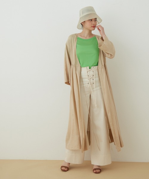 ADAM ET ROPE'（アダムエロペ）の「シアーリネンワンピース（ワンピース・レディース・ブラック/ベージュ・FREE）」の5枚目の写真