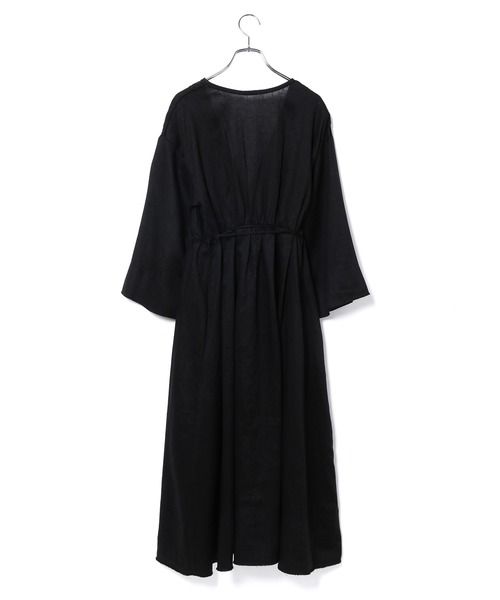 ADAM ET ROPE'（アダムエロペ）の「シアーリネンワンピース（ワンピース・レディース・ブラック/ベージュ・FREE）」の7枚目の写真