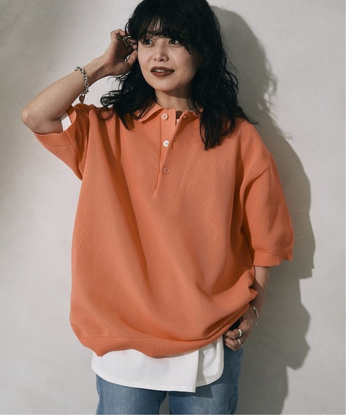 JOURNAL STANDARD relume（ジャーナルスタンダード　レリューム）の「【ポロシャツ+カットソー2点SET】リサイクルポリエステル ニットポロシャツ /サマーニット（ポロシャツ・メンズ・グリーン/ブラック/グレー/オレンジ・LARGE/MEDIUM）」の19枚目の写真