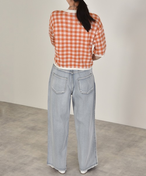 w closet（ダブルクローゼット）の「斜めウエストデニムパンツ（デニムパンツ・レディース・ダークグレー/ブルー系その他/ケミカルウォッシュ/キナリ・FREE）」の13枚目の写真