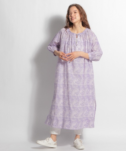 niko and...（ニコアンド）の「ステッチプリントパフスリーブワンピース（ワンピース・レディース・オレンジ/グリーン/ラベンダー・MEDIUM/LARGE）」の14枚目の写真