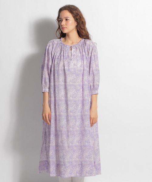 niko and...（ニコアンド）の「ステッチプリントパフスリーブワンピース（ワンピース・レディース・オレンジ/グリーン/ラベンダー・MEDIUM/LARGE）」の6枚目の写真